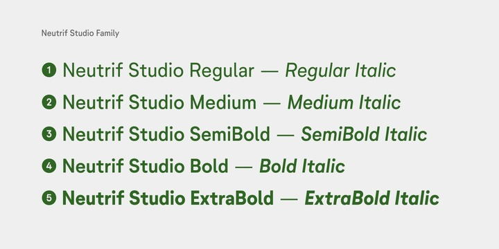 Пример шрифта Neutrif Studio SemiBold Italic